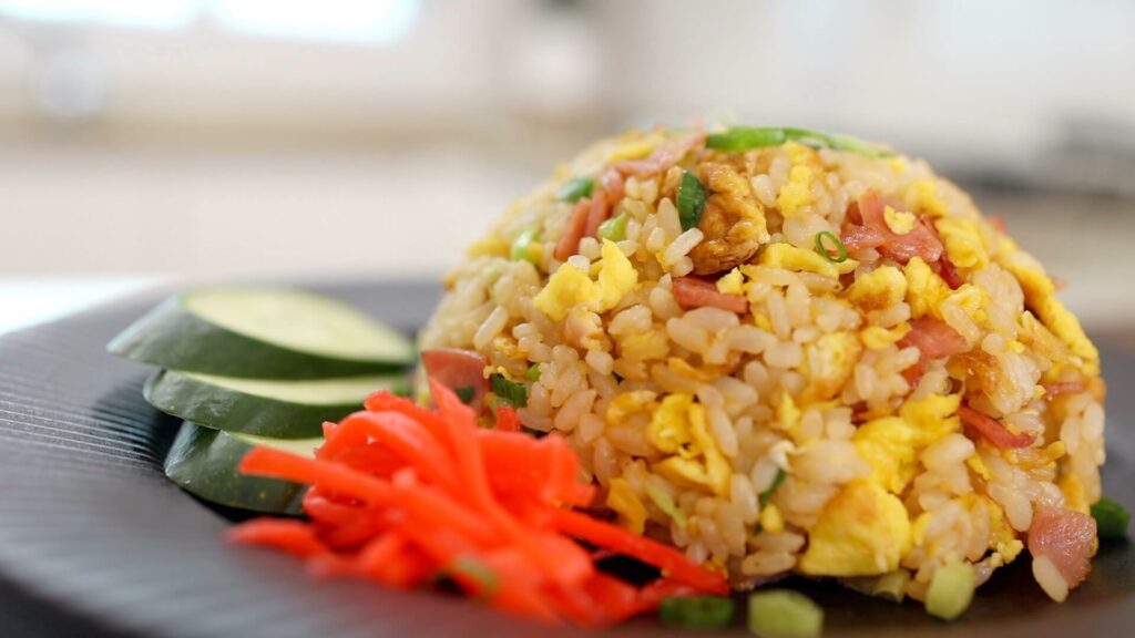 Japanese fried rice on a plate
