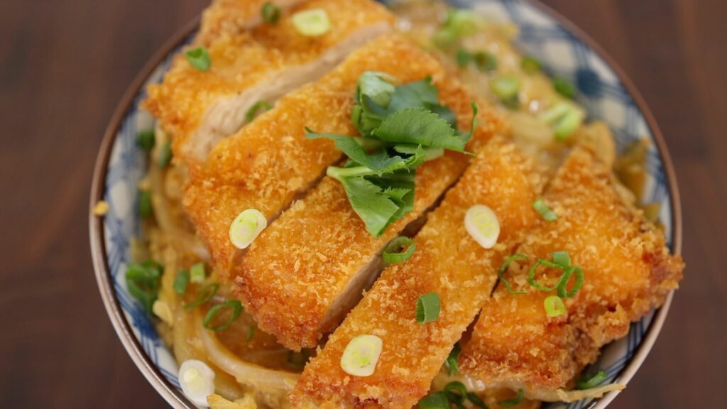 Chicken Katsu topped with green onions