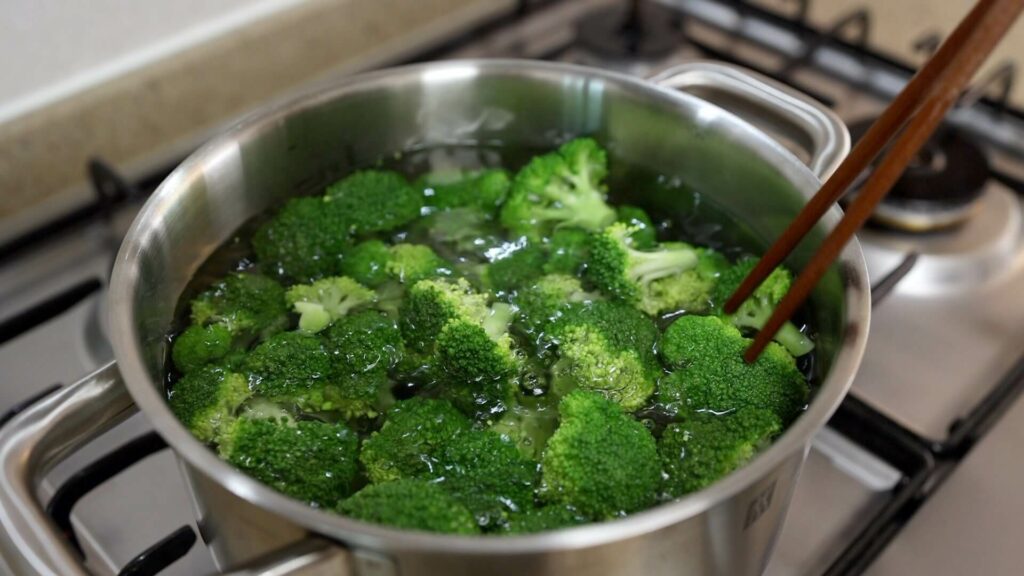 Blanch broccoli for garnish