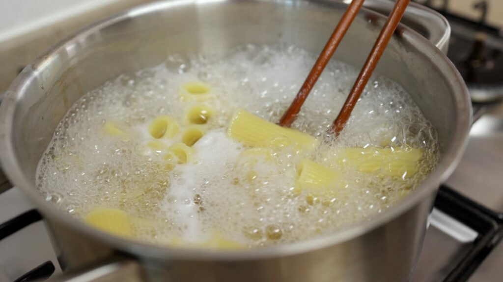 Cook pasta in boiling water