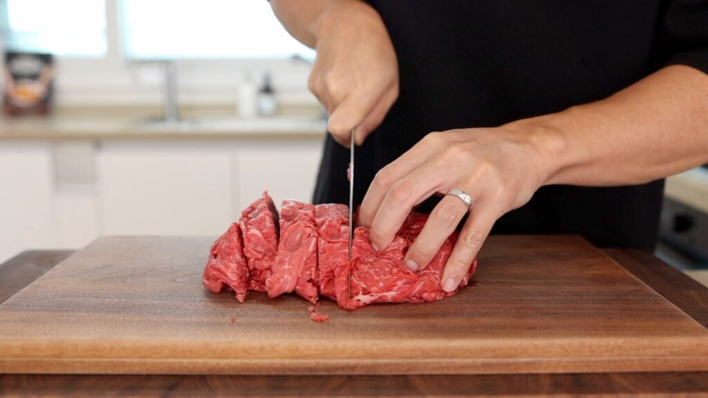 Cutting Beef With A Knife
