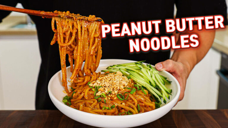 Peanut Butter Noodles in a Bowl