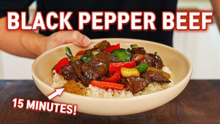 Black Pepper Beef Over Rice