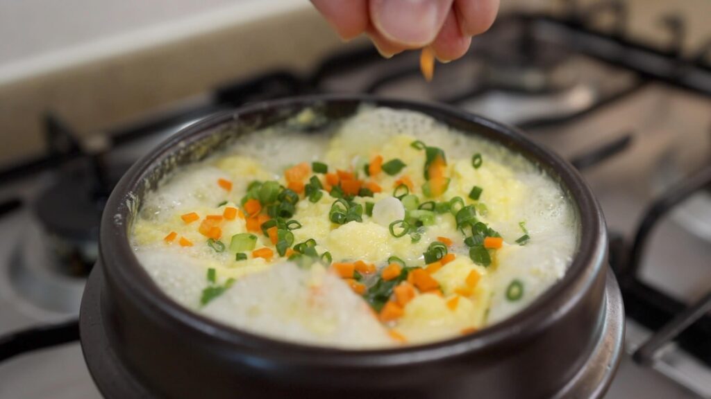 Add Vegetables to Korean Steamed Eggs
