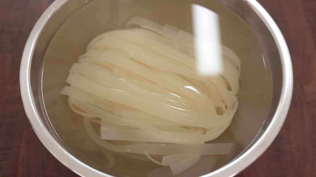 Soak Rice Noodles for Beef Chow Fun