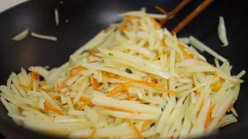 Making Korean Stir-Fried Potatoes (Gamja Bokkeum)