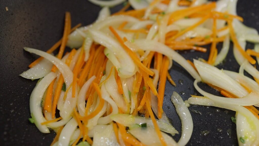 Stir-Frying Vegetables For Korean Stir-Fried Potatoes