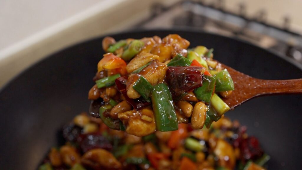 Scooping Kung Pao Chicken
