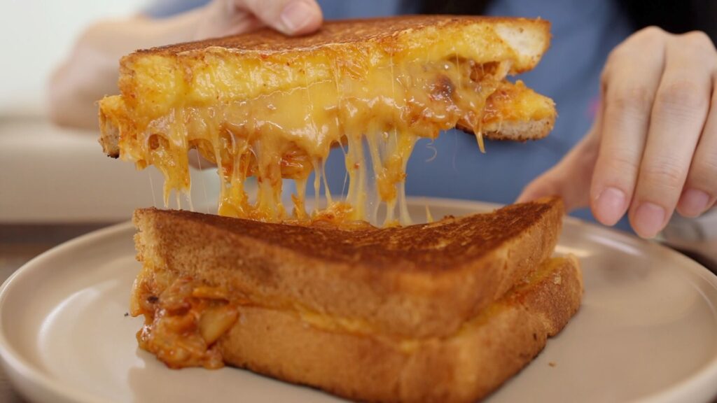Kimchi Grilled Cheese On a Plate