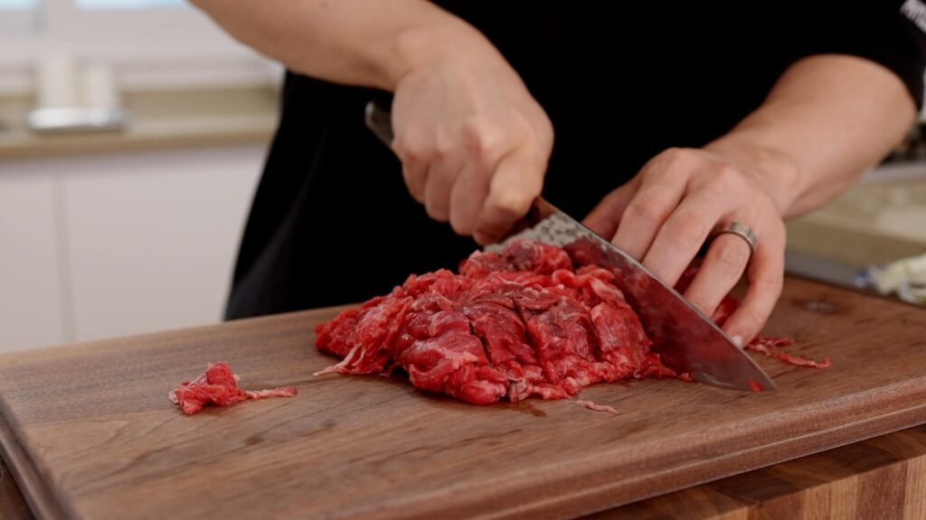 Slicing Beef for Gyudon