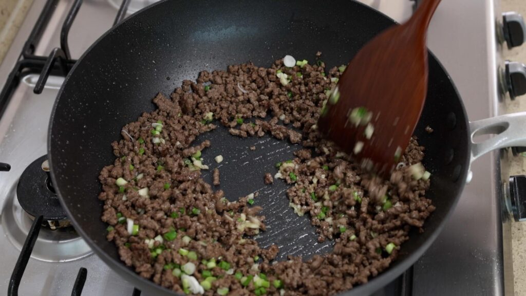 Saute Aromatic Vegetables with Ground Beef