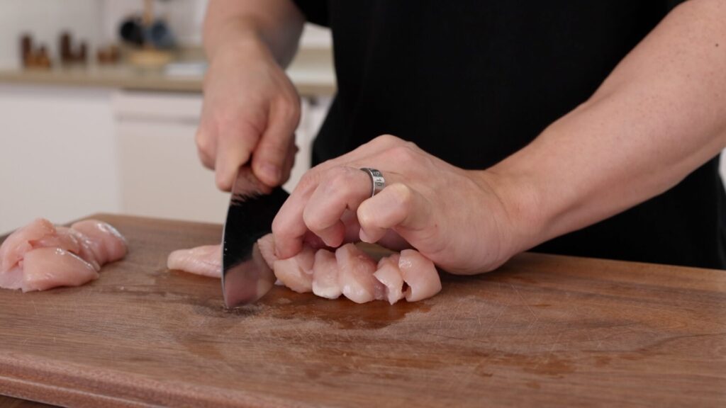 Cutting Chicken for Chicken and Onion Stir Fry