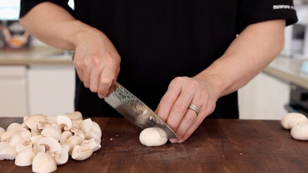 Quarter the Mushrooms