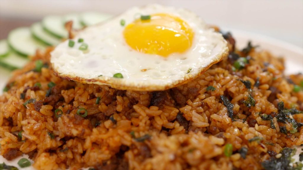 Gochujang Fried Rice on a Plate