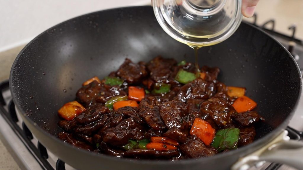 Ginger Beef in a wok